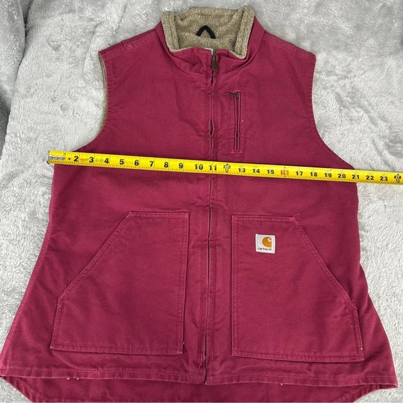 Vintage Carhartt Vest Sherpa Lined Duck Canvas  WV001 624 Ruby Women's Large - Picture 7 of 11